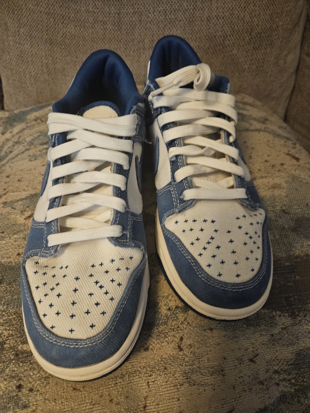Nike Blue and White Low-Top Sneakers